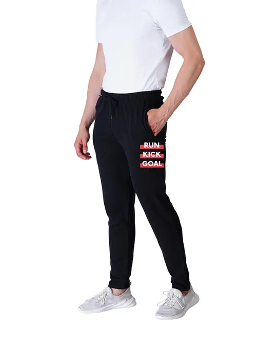 Kart Black Men's Printed Track Pants | Black Color Track Pant | Black - Keep Kick Goal