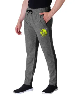 Kart Black Men's Printed Track Pants | Black Melange Color Track Pant | Andra - Adventure