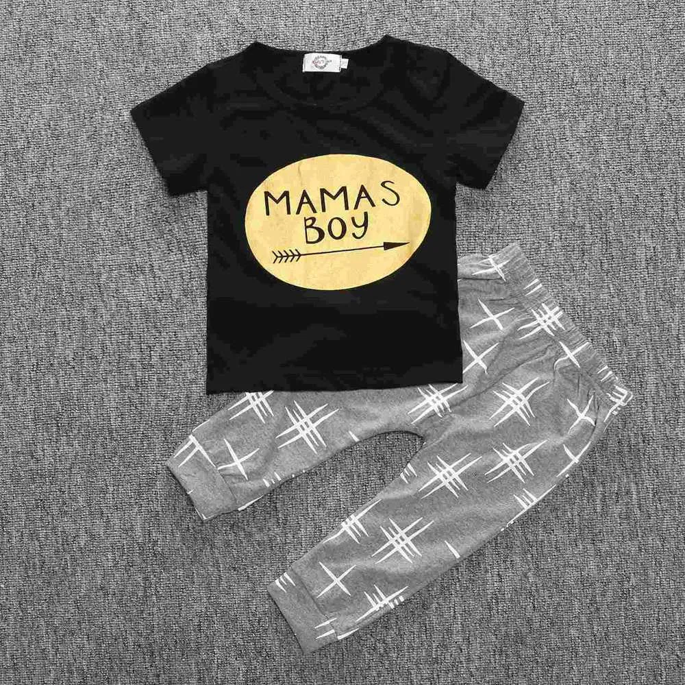kids baby summer sets born cotton short sleeved dots monster cartoon T-shirt   pants children suit 0-3Y