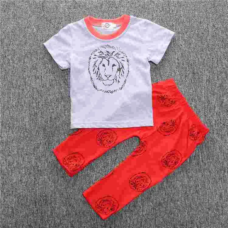 kids baby summer sets born cotton short sleeved dots monster cartoon T-shirt   pants children suit 0-3Y