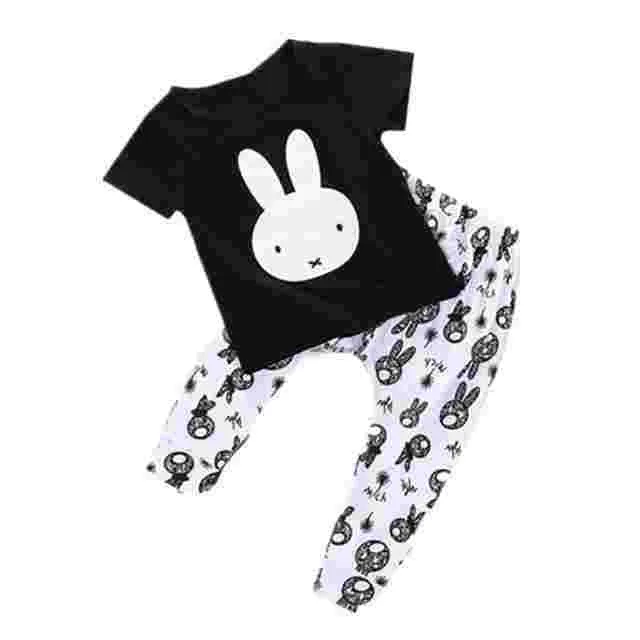 kids baby summer sets born cotton short sleeved dots monster cartoon T-shirt   pants children suit 0-3Y