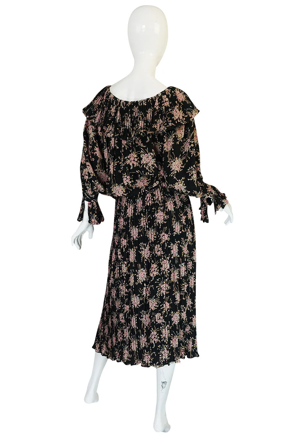 Late 1970s Gina Fratini Silk Print Multi Length Dress