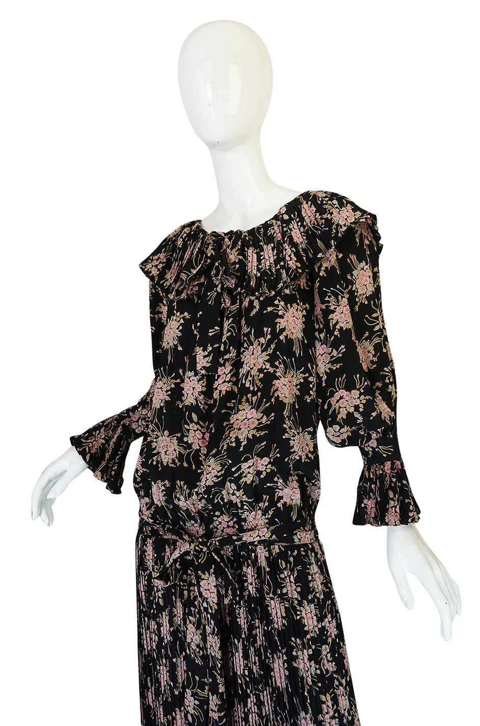 Late 1970s Gina Fratini Silk Print Multi Length Dress