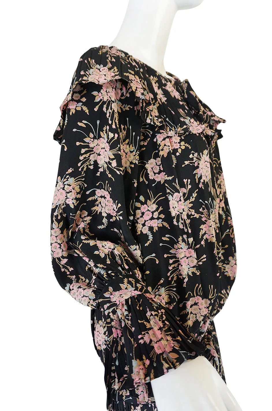 Late 1970s Gina Fratini Silk Print Multi Length Dress