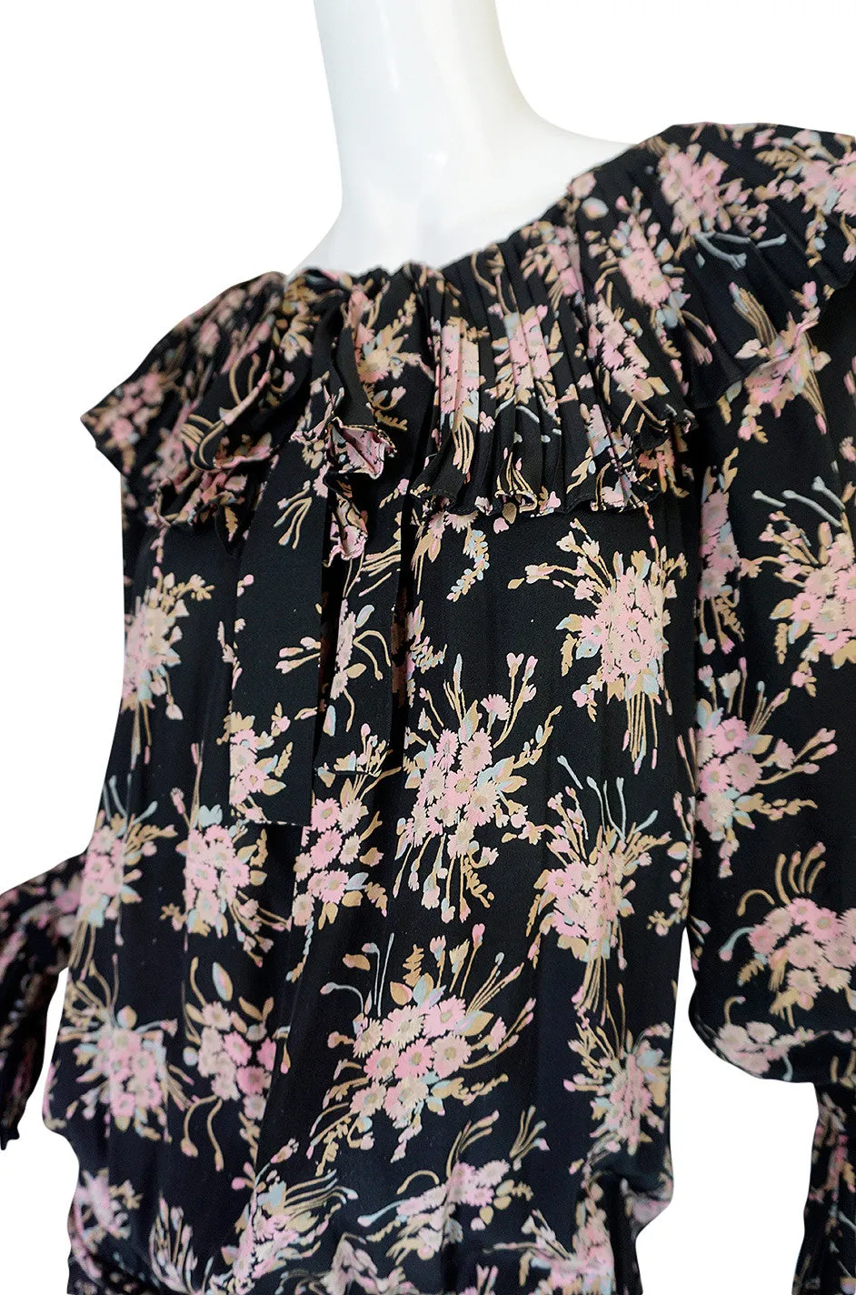 Late 1970s Gina Fratini Silk Print Multi Length Dress