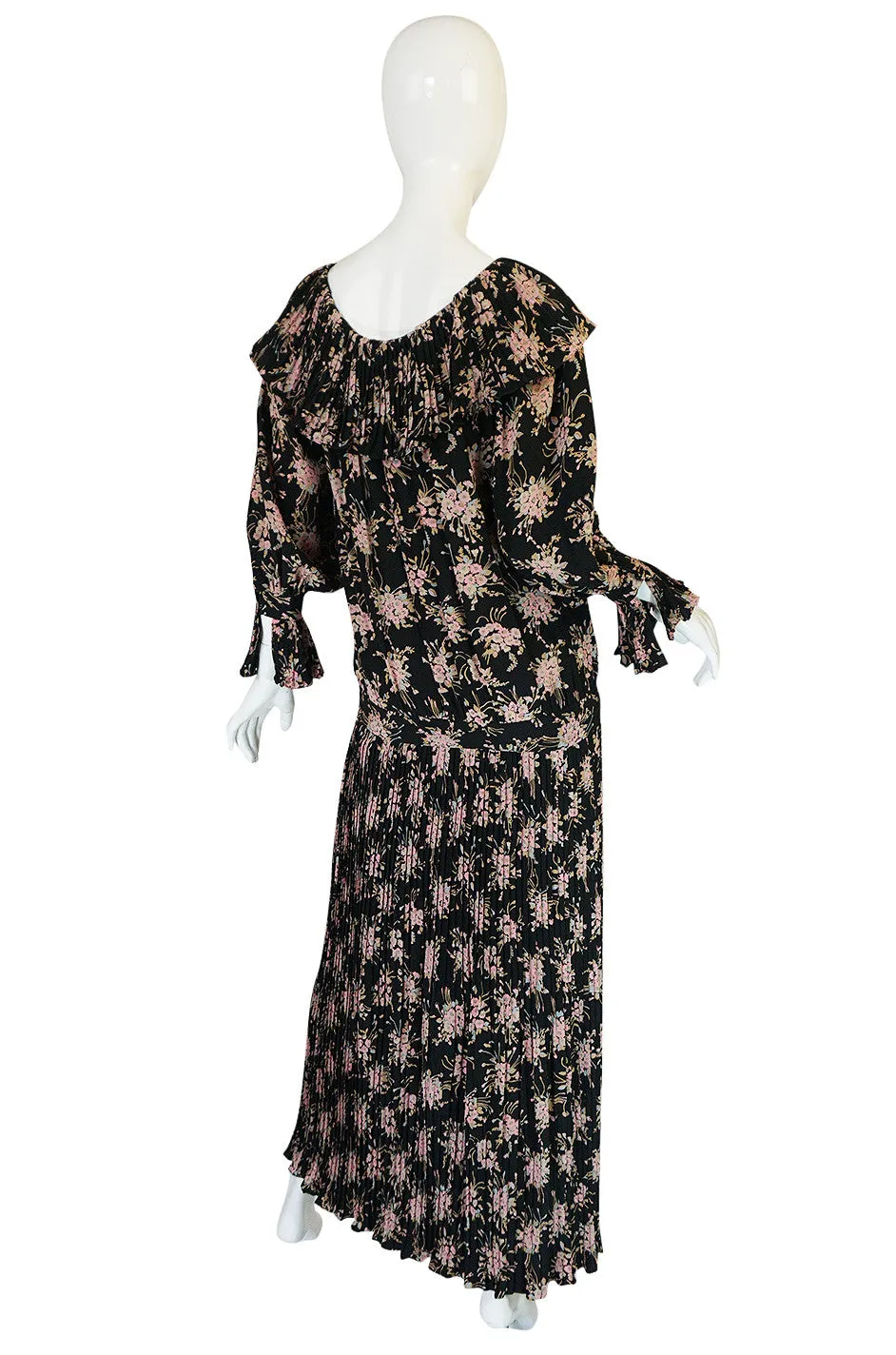 Late 1970s Gina Fratini Silk Print Multi Length Dress