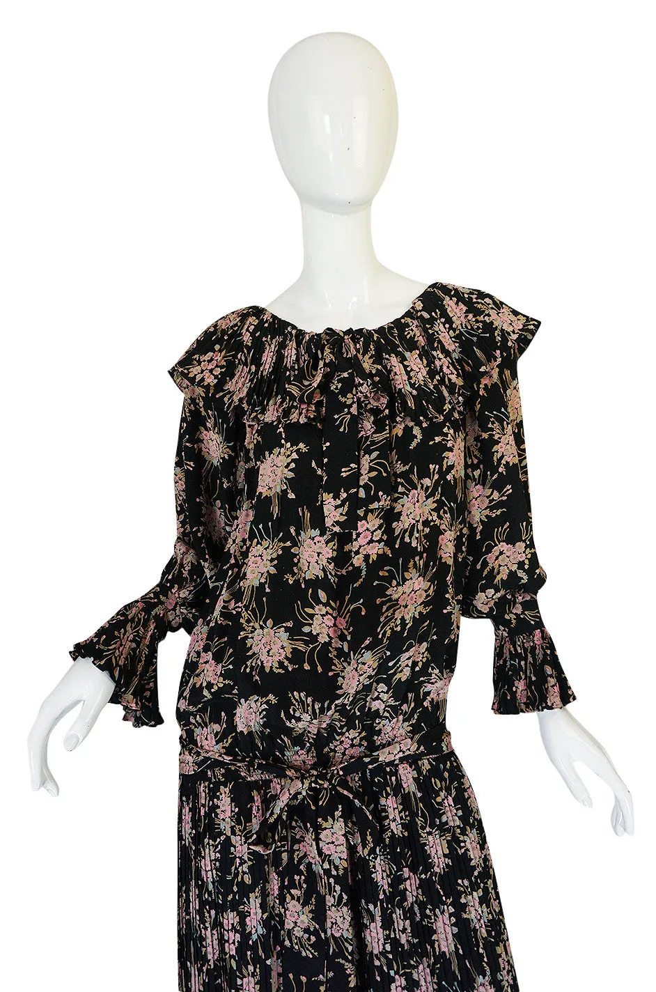 Late 1970s Gina Fratini Silk Print Multi Length Dress