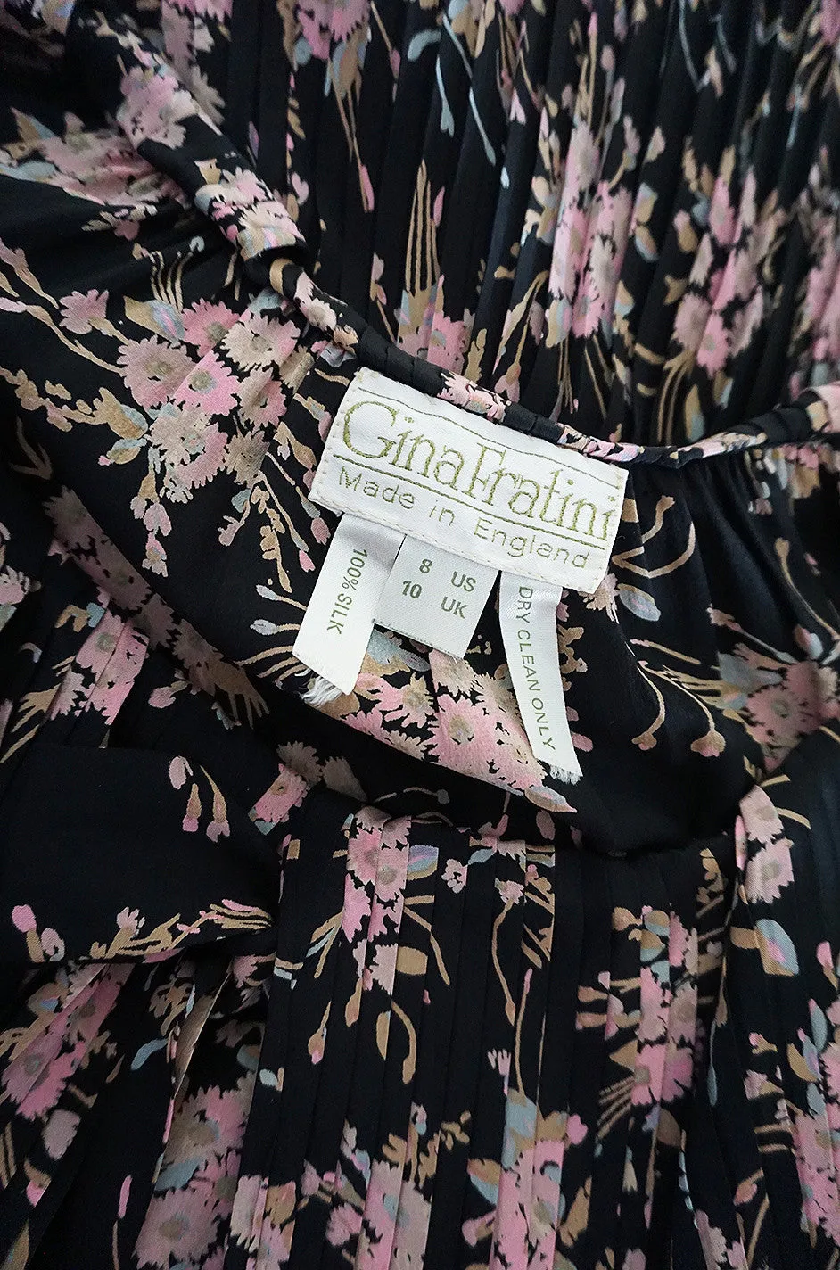 Late 1970s Gina Fratini Silk Print Multi Length Dress