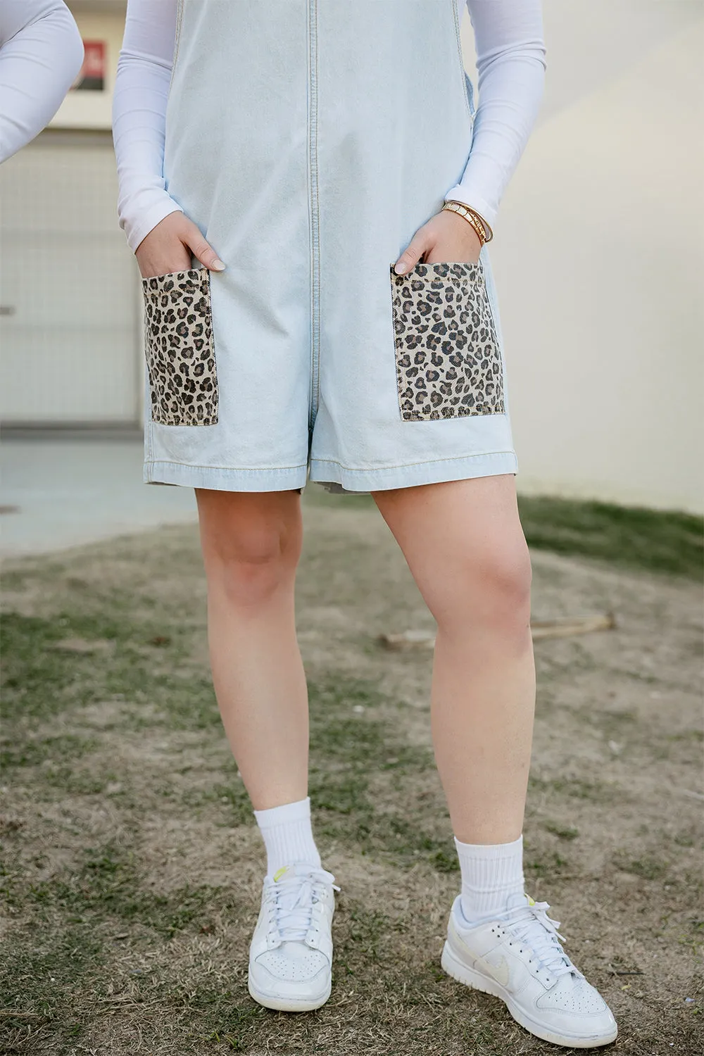 Leopard on Denim Frankie Overalls - Women's