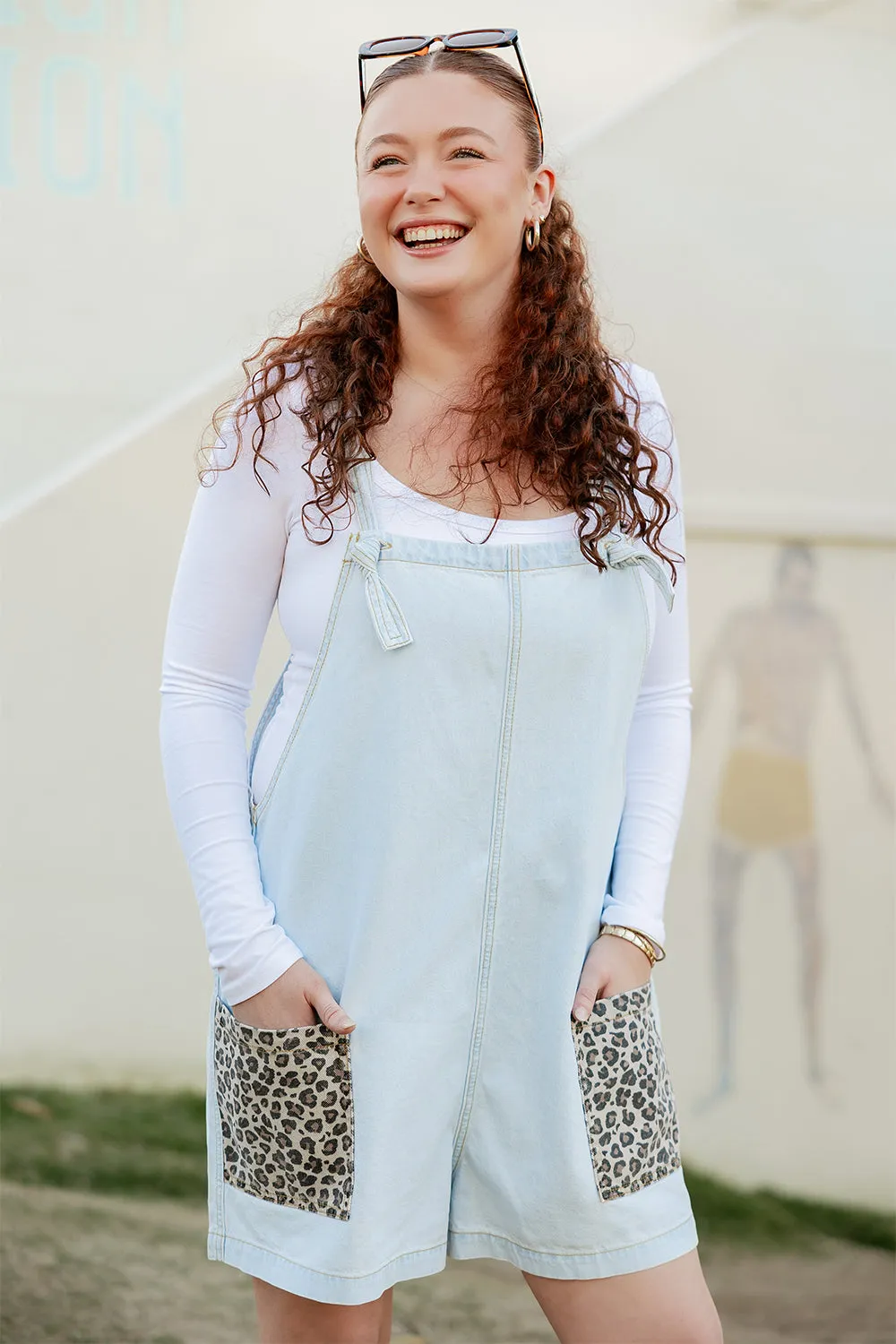 Leopard on Denim Frankie Overalls - Women's