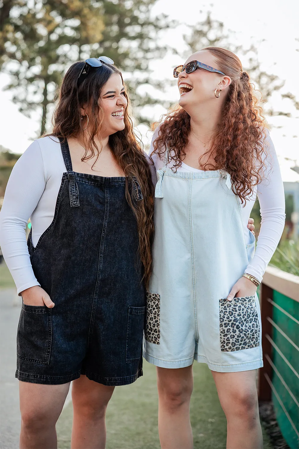 Leopard on Denim Frankie Overalls - Women's
