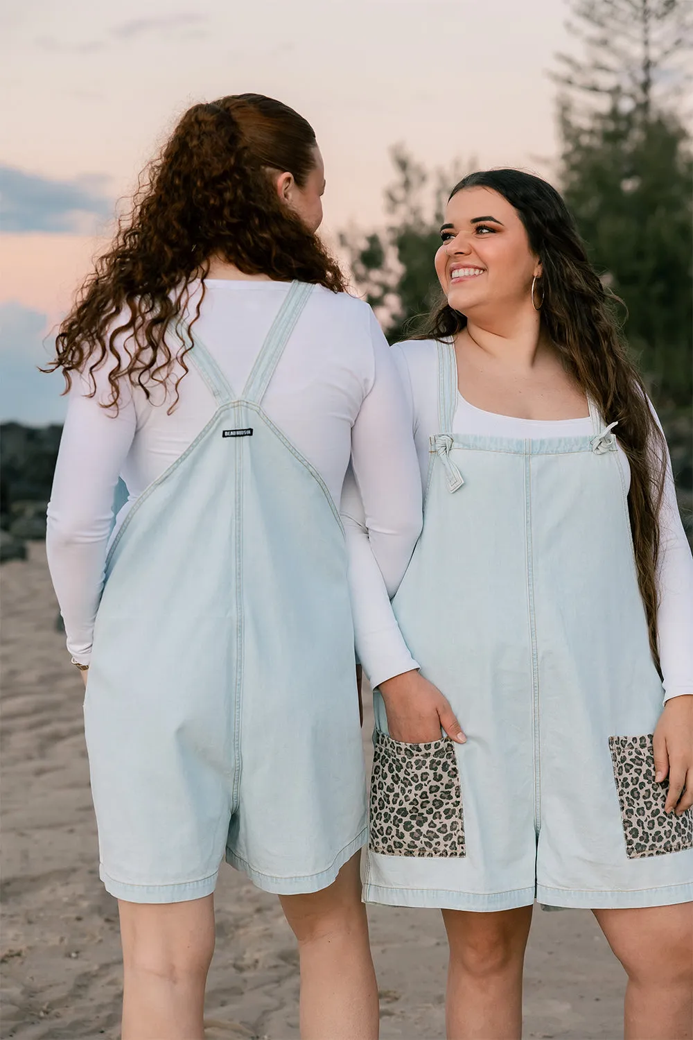 Leopard on Denim Frankie Overalls - Women's