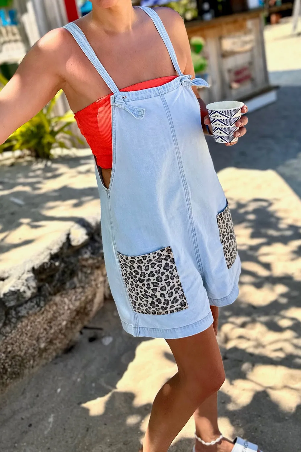 Leopard on Denim Frankie Overalls - Women's