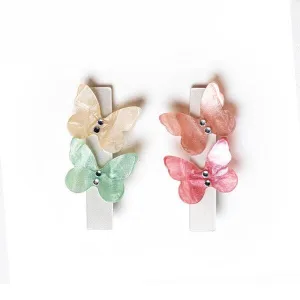 Lilies & Roses Double Butterfly Clip Set - Pearlized Pastel