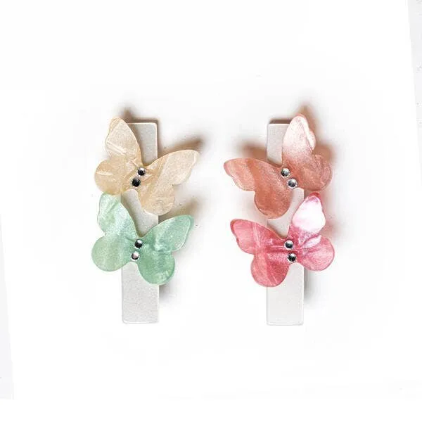 Lilies & Roses Double Butterfly Clip Set - Pearlized Pastel