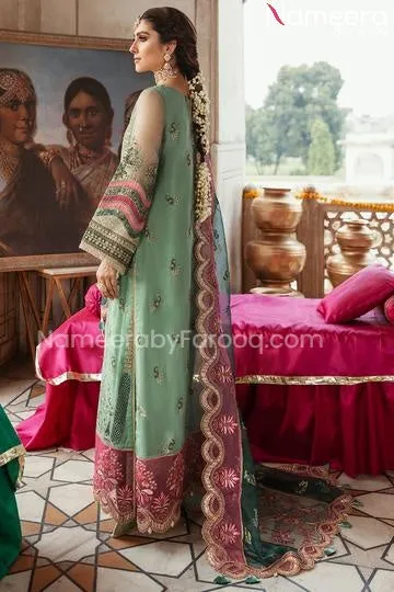 Long Dress Pakistani in Pale Green Shade 2021 #PF204