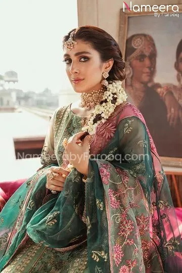 Long Dress Pakistani in Pale Green Shade 2021 #PF204