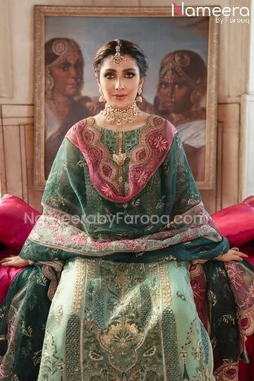 Long Dress Pakistani in Pale Green Shade 2021 #PF204