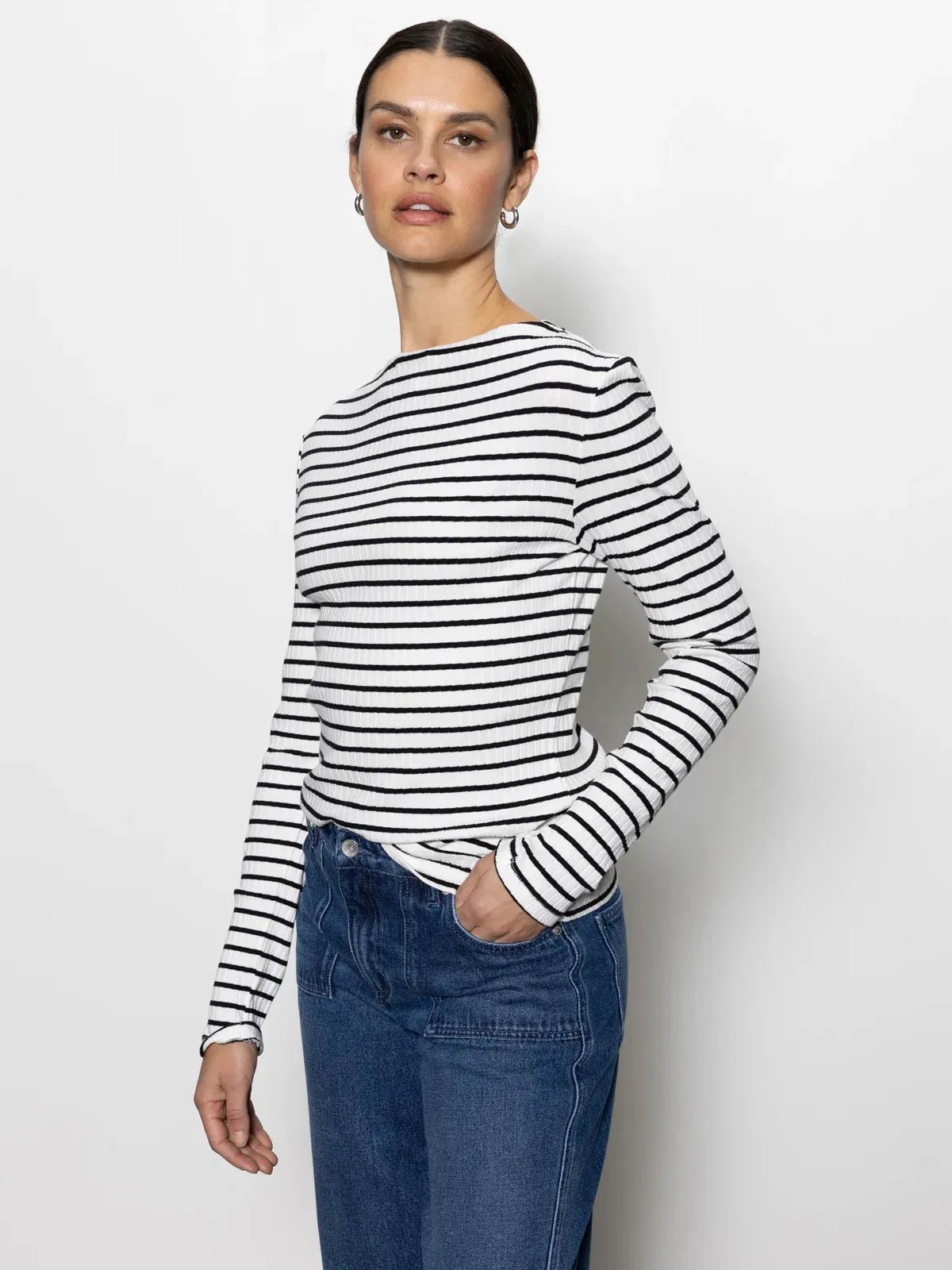 Longsleeve Boatneck Stripe Tee