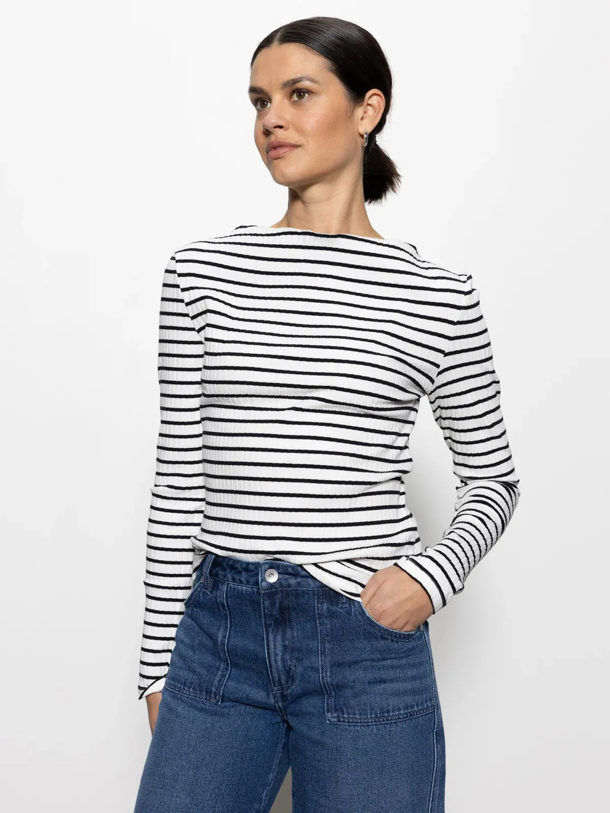 Longsleeve Boatneck Stripe Tee