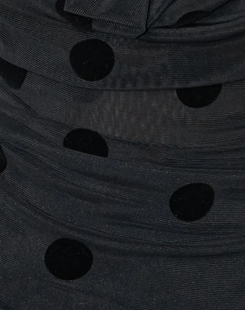 Losa Cowl Top in Big Polka Flock Black