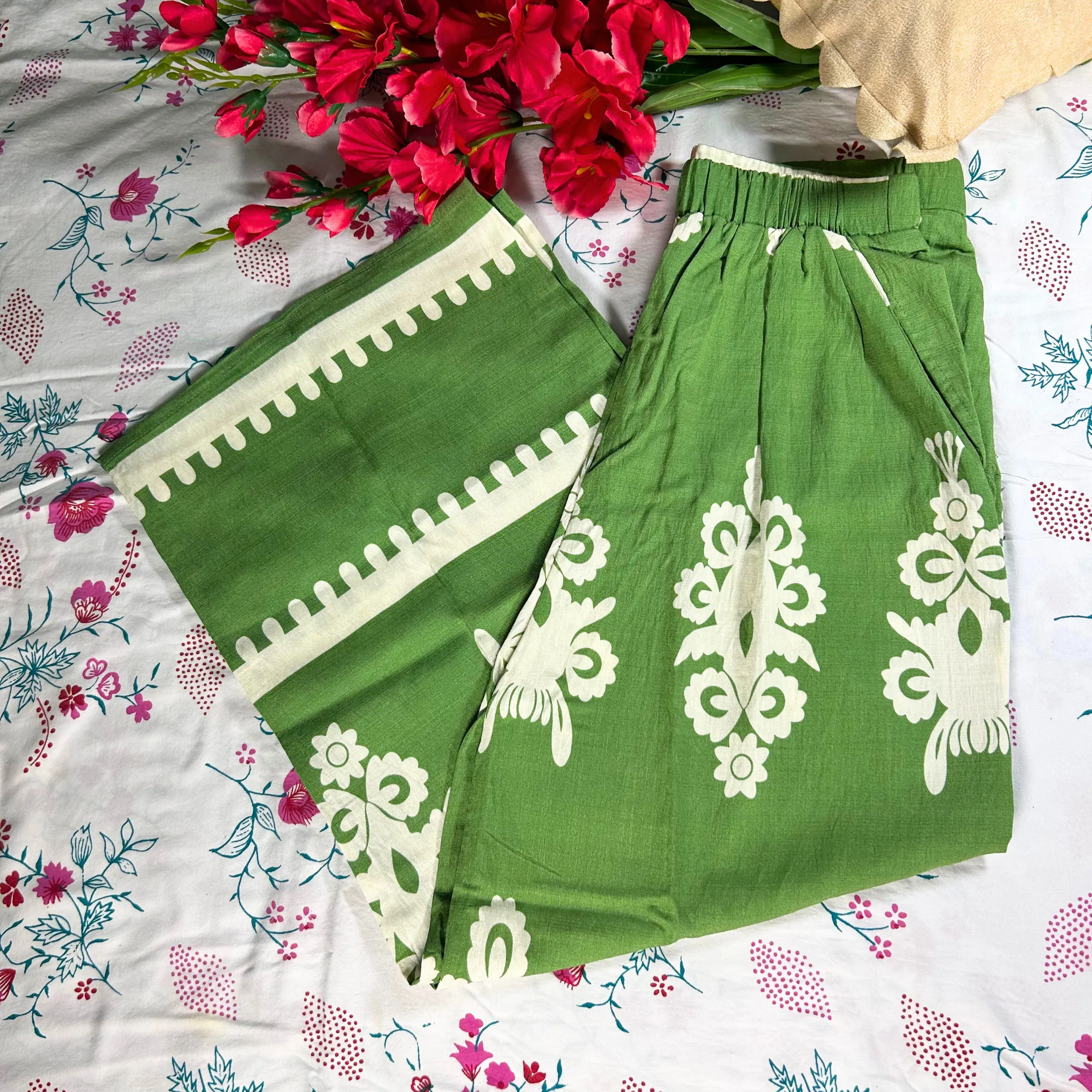 Lush Leaf Printed Pant Set