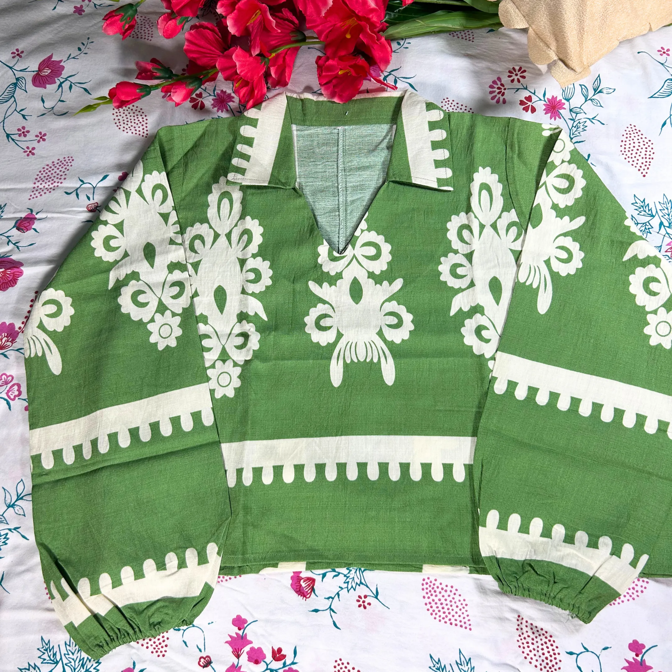 Lush Leaf Printed Pant Set