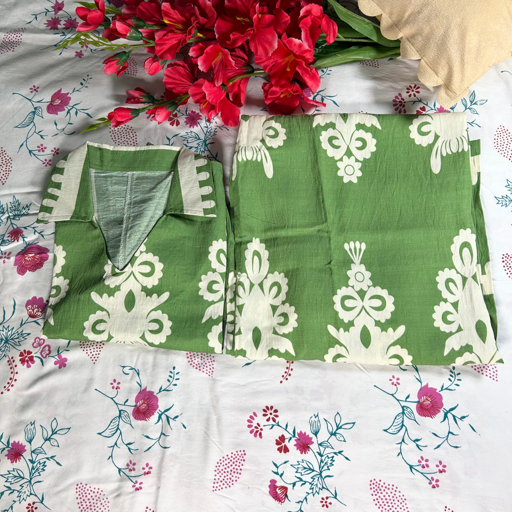 Lush Leaf Printed Pant Set