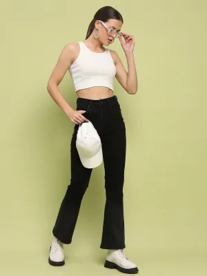 Madame Cotton Blend Black Flared Denim Jeans