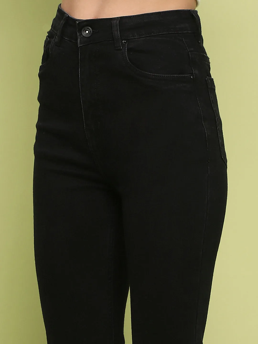 Madame Cotton Blend Black Flared Denim Jeans
