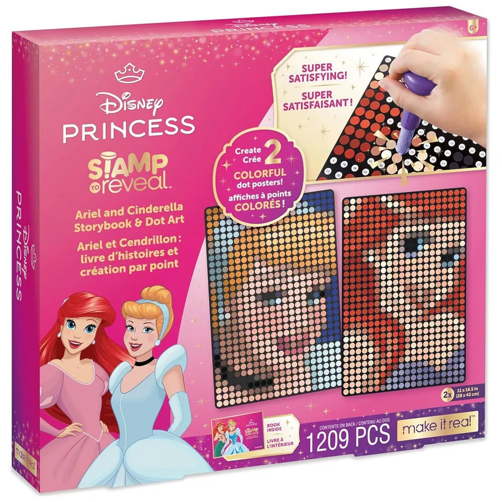Make It Real Disney Princess Stamp To Reveal Ariel & Cinderella Storybook & Dot Art