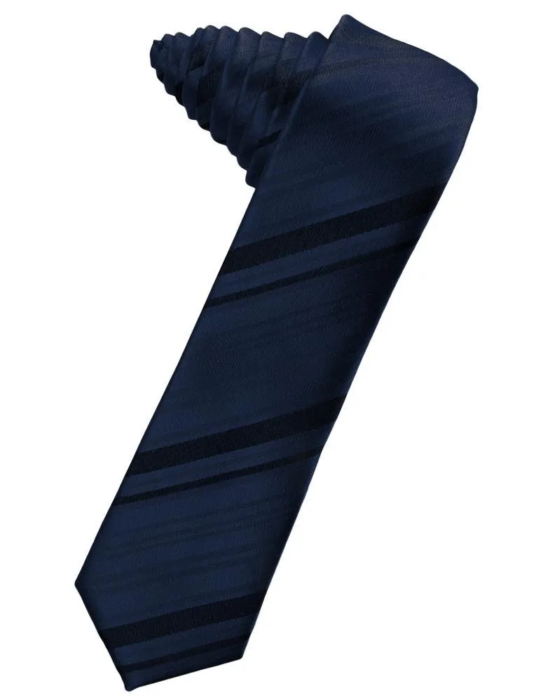 Marine Striped Satin Skinny Necktie