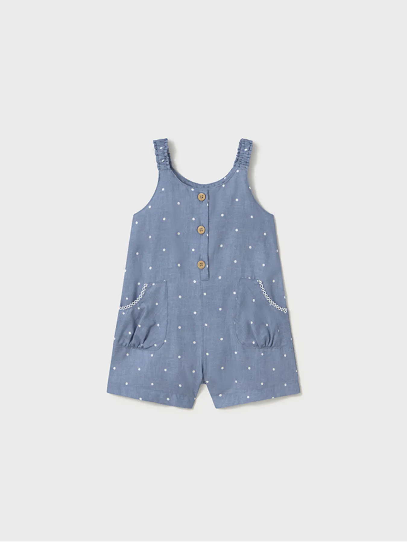 Mayoral Toddler Girl Denim Polka Dot Playsuit