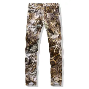 Men's Snake Printed Jeans