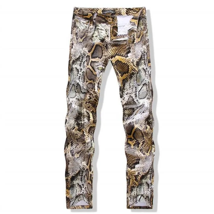 Men's Snake Printed Jeans