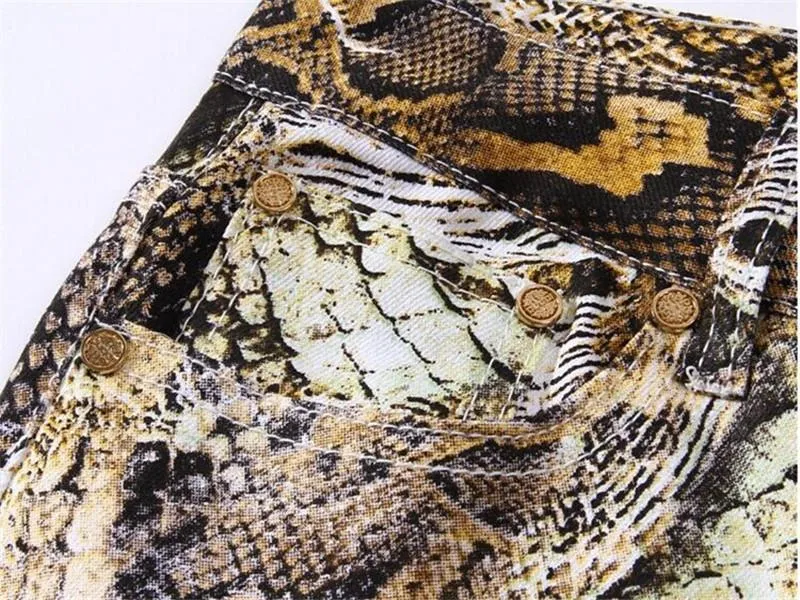 Men's Snake Printed Jeans