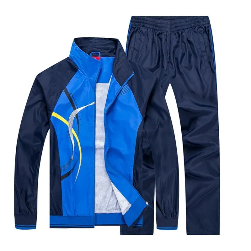 Men's Spring/Autumn Sports Tracksuit - Jacket and Pants Set with Fashion Print