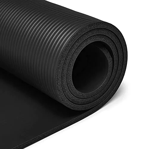MuscleXP Yoga Mat (10 mm) Extra Thick NBR Material for Men and Women, Exercise Mats with Carrying Strap for Workout, Yoga, Fitness, Pilates (Black)