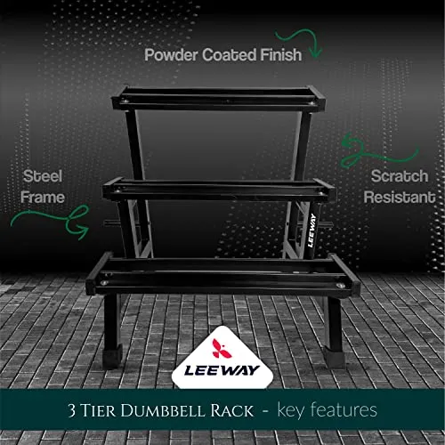 National Bodyline Leeway 3-Tier Dumbbell Weight Rack Storage Stand| Dumbbell Stand & Standard Weight Multilevel Weight Storage Organizer For Home Gym| Dumbbell Rack| Weight Stand, Black (3-Tier Dumbbell Rack)