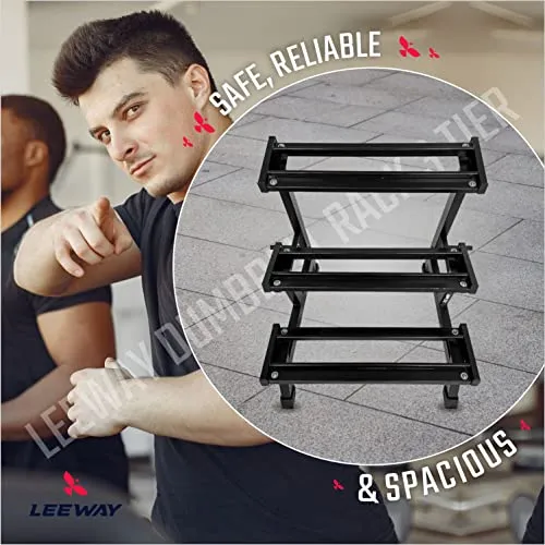 National Bodyline Leeway 3-Tier Dumbbell Weight Rack Storage Stand| Dumbbell Stand & Standard Weight Multilevel Weight Storage Organizer For Home Gym| Dumbbell Rack| Weight Stand, Black (3-Tier Dumbbell Rack)