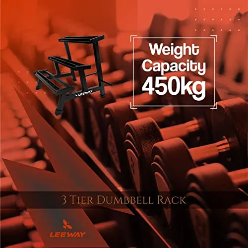 National Bodyline Leeway 3-Tier Dumbbell Weight Rack Storage Stand| Dumbbell Stand & Standard Weight Multilevel Weight Storage Organizer For Home Gym| Dumbbell Rack| Weight Stand, Black (3-Tier Dumbbell Rack)