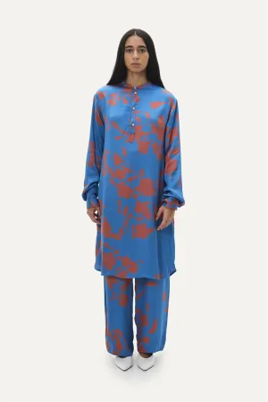 Naushad Ali   I   Jibba set Hibiscus Signature Spring Summer 2025 Ramar Blue Cotton satin NA SS24 W05