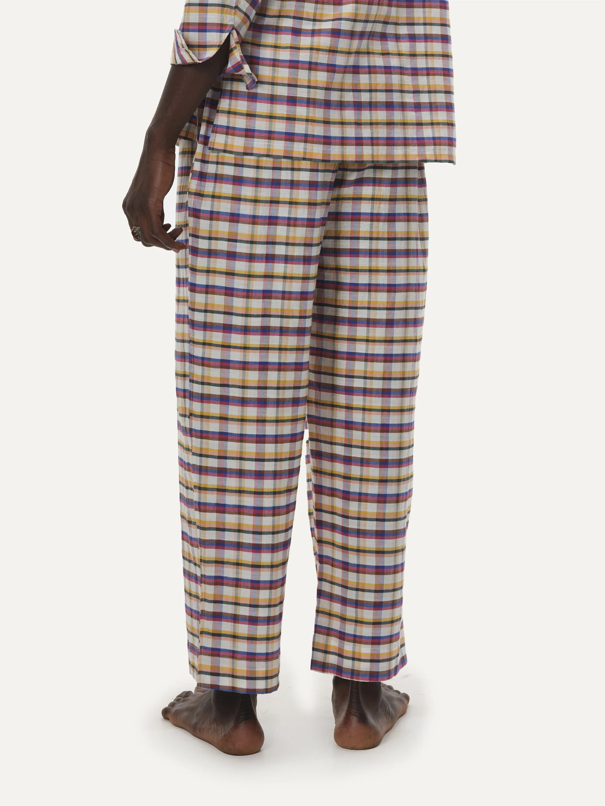 Naushad Ali I Straight pants,Madras Checks Signature Spring Summer 2025 Handwoven Silk Cotton Multicolour NA SS24 M18P