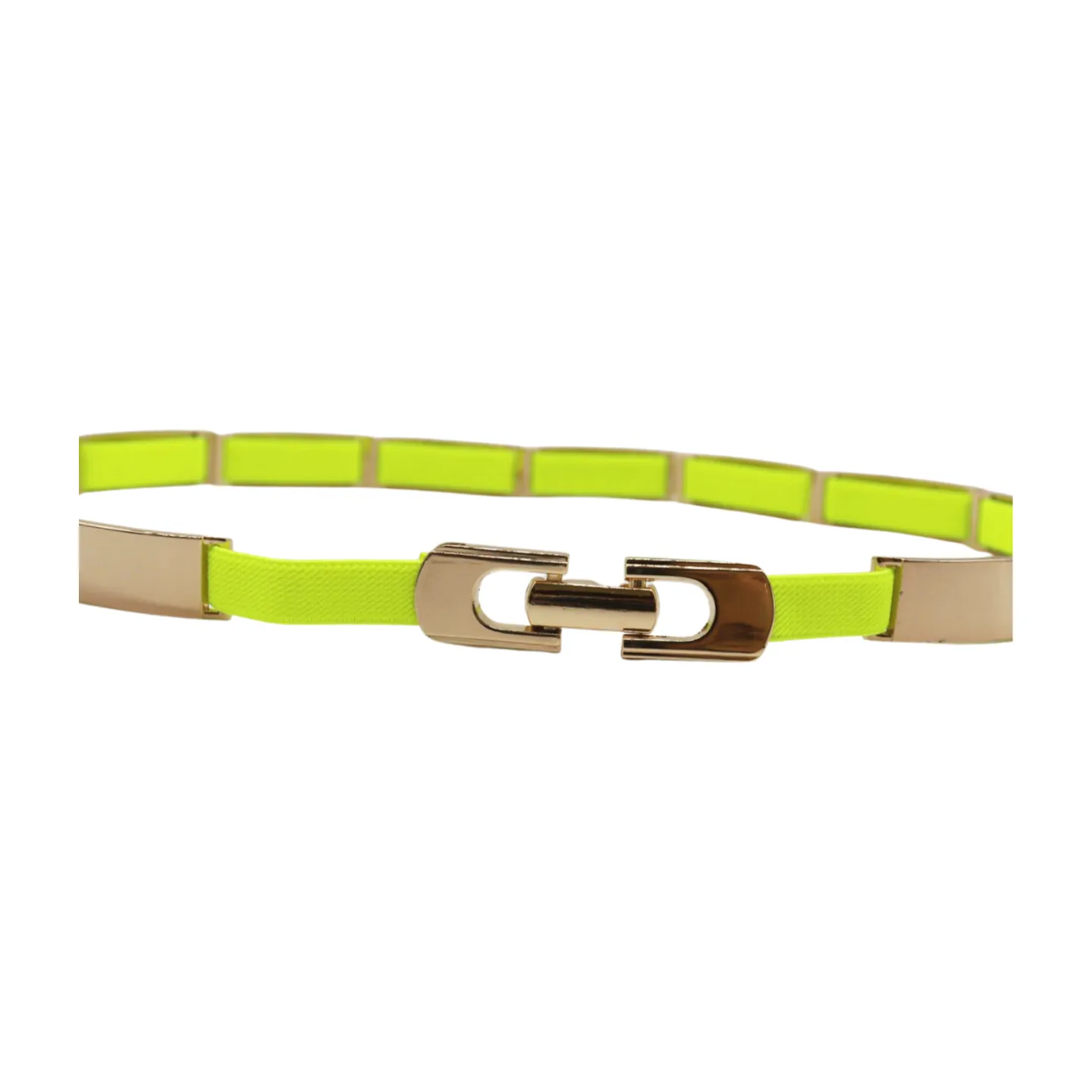 Neon Yellow Elastic Skinny Belt Gold Metal Buckle S M L