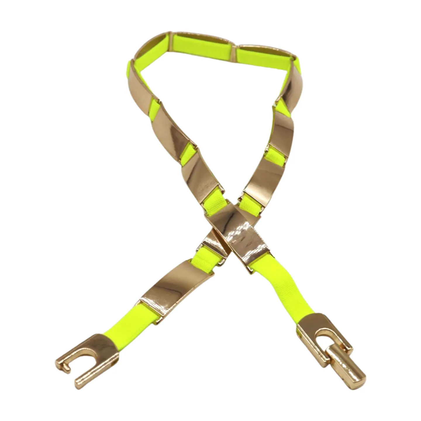 Neon Yellow Elastic Skinny Belt Gold Metal Buckle S M L