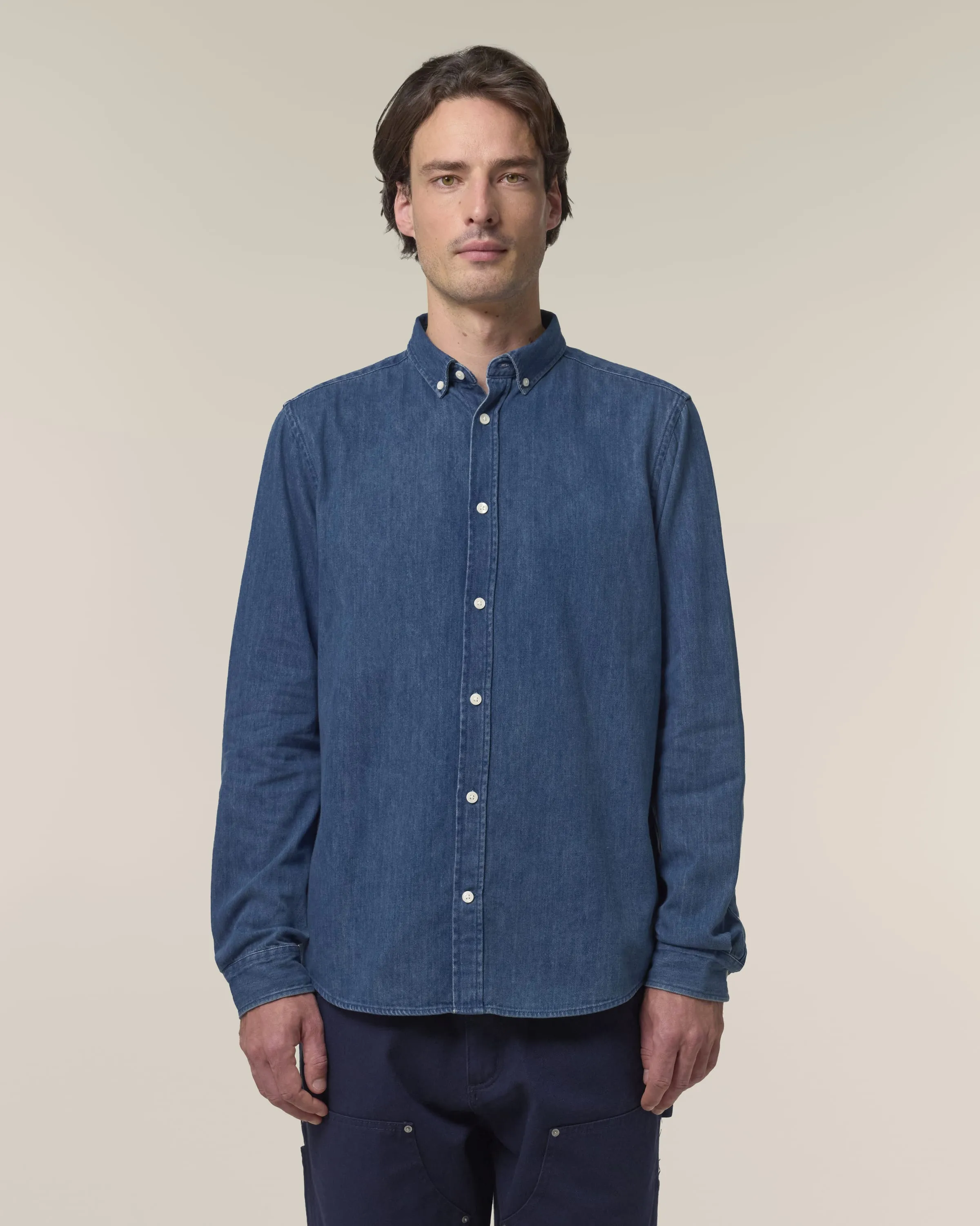 Organic Cotton Long Sleeve Denim Shirt: Mens