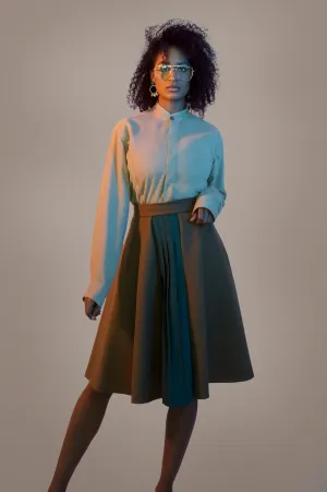 Panel Pleated Sage Skirt
