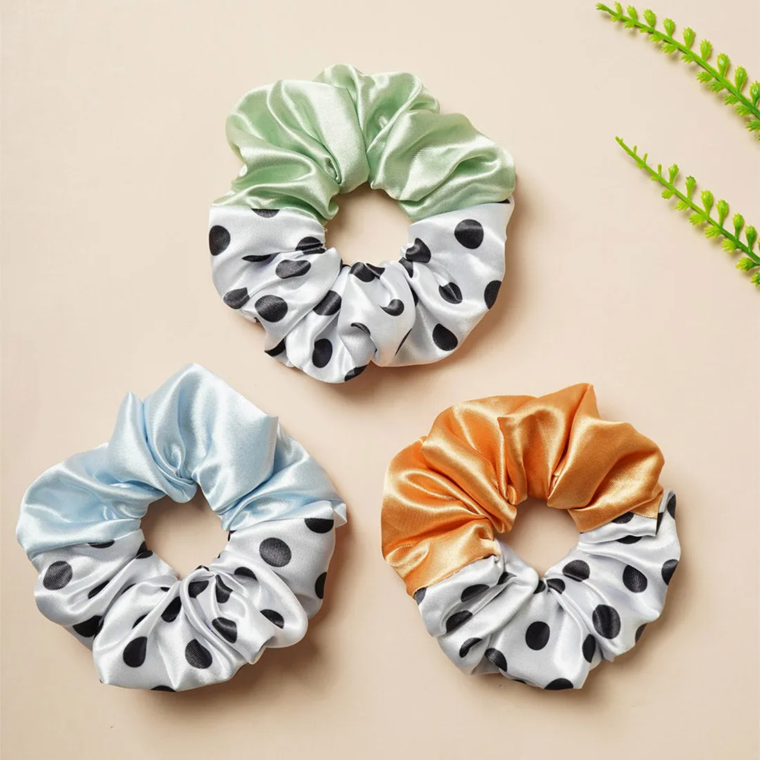 Pastel Orange Polka Dot Scrunchie Set of 3
