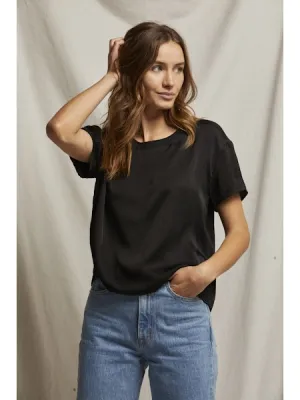 Perfect White Tee/ Delphine Satin Crew Neck Tee/ True Black