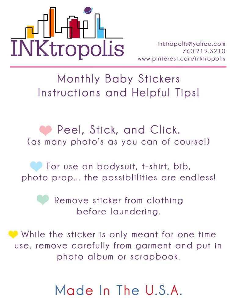 Pink, Purple, Lime Green Trendy Tot Baby Month Stickers